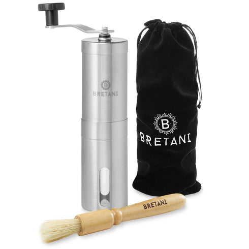 Stainless Steel Manual Coffee Grinder, Adjustable Conical Burr Mill